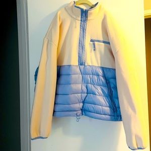 Gap Fit Cream & Light Blue Half Zip Pullover Sweater - XL - Hard to Find - 🆕